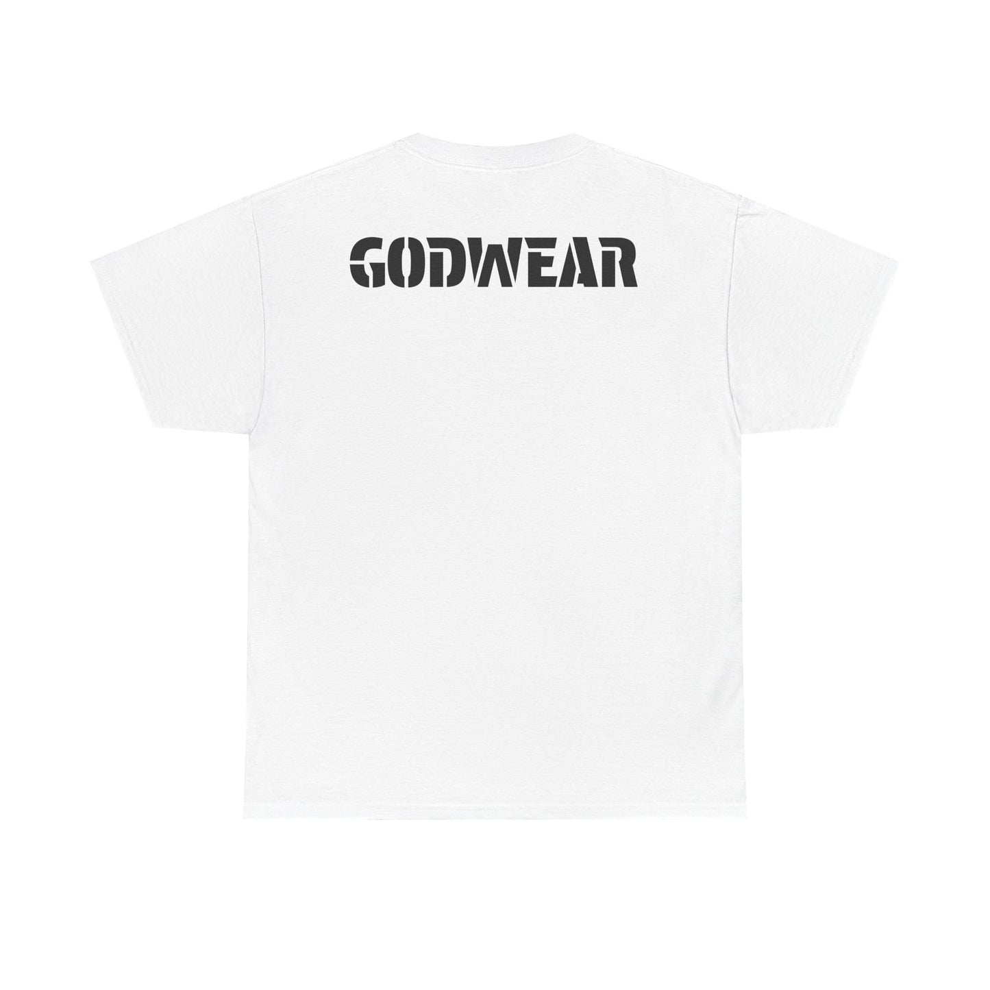 Unisex Heavy Cotton Tee with 'GODWEAR' Text, Trendy Casual T-Shirt, Streetwear Gift, Graphic Tee for Everyday Wear, Unisex Fashion