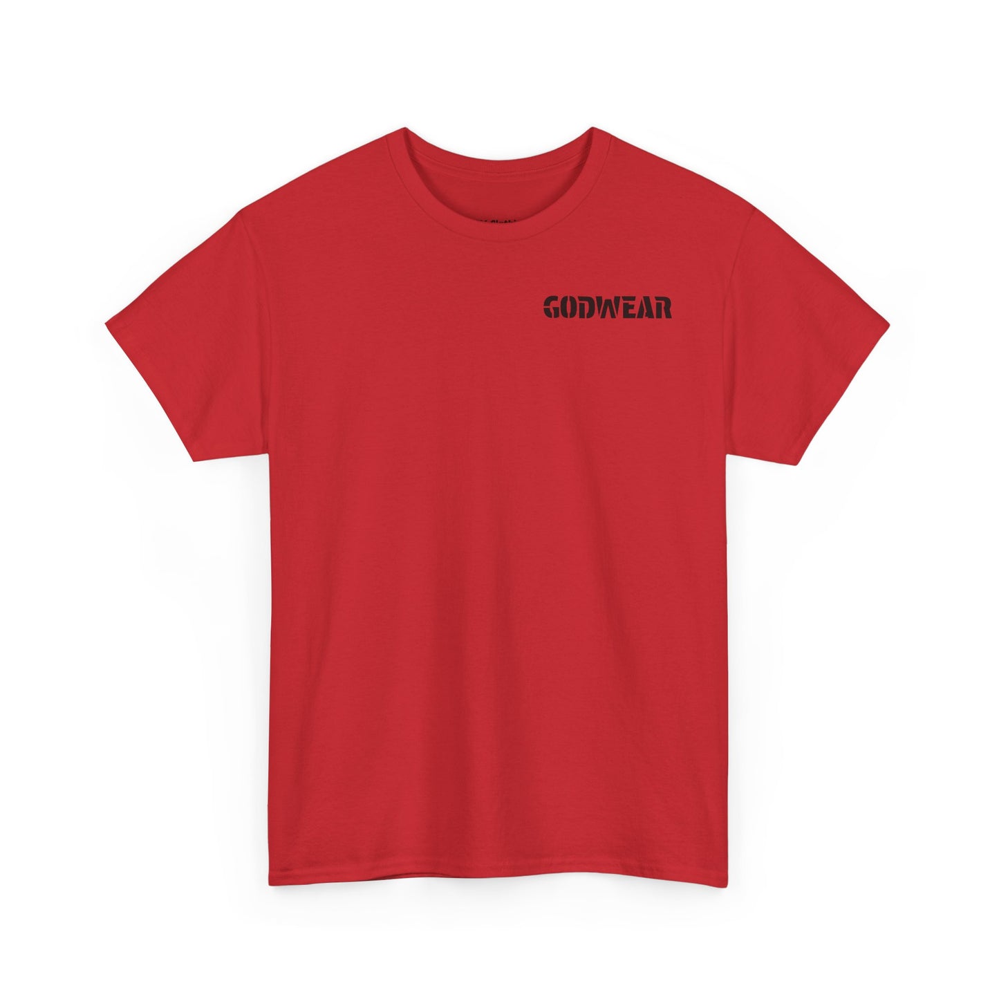 Unisex Heavy Cotton Tee with 'GODWEAR' Text, Trendy Casual T-Shirt, Streetwear Gift, Graphic Tee for Everyday Wear, Unisex Fashion