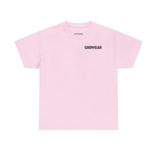 Unisex Heavy Cotton Tee with 'GODWEAR' Text, Trendy Casual T-Shirt, Streetwear Gift, Graphic Tee for Everyday Wear, Unisex Fashion